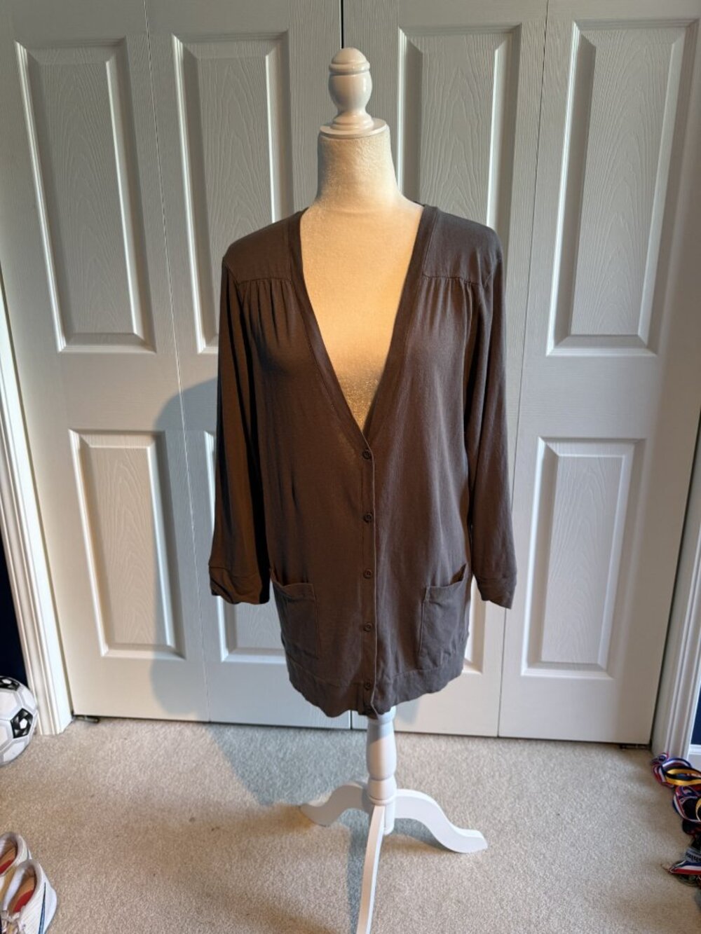 JCrew Vintage Classic 100% Cotton Lightweight Cardigan Button Front Dark Gray XL